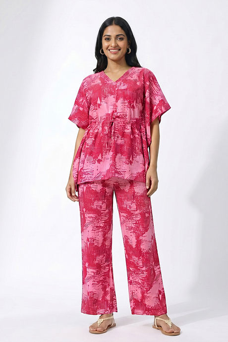 Zivame Woven Kaftan Loungewear Set - Cashmere Rose — image 2